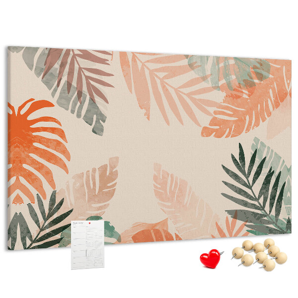 Cork memo board Botanical leaves