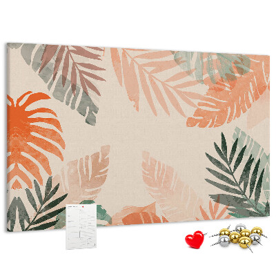 Cork memo board Botanical leaves