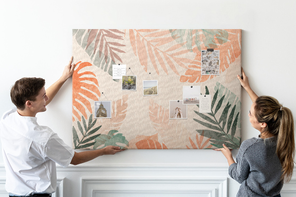 Cork memo board Botanical leaves