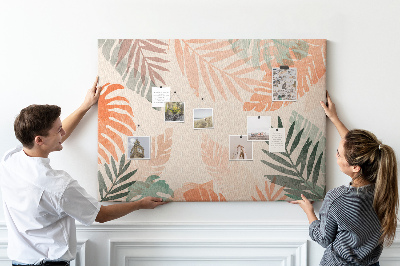 Cork memo board Botanical leaves