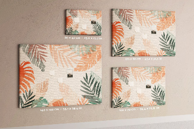 Cork memo board Botanical leaves