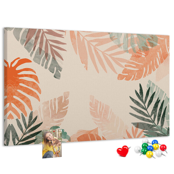 Cork memo board Botanical leaves