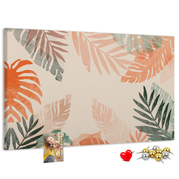 Cork memo board Botanical leaves