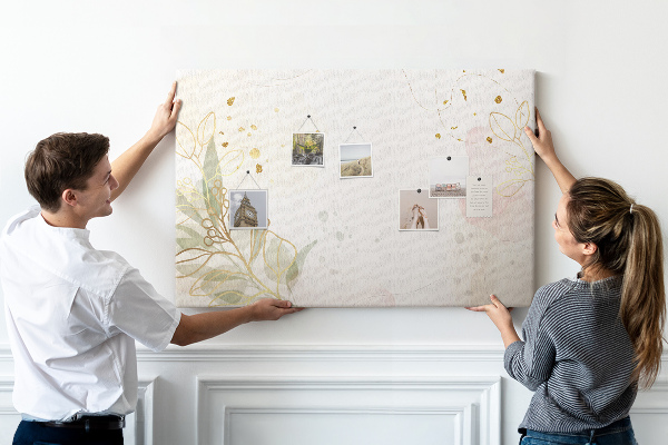 Cork display board Gold line art