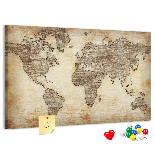 Cork memo board Old world map