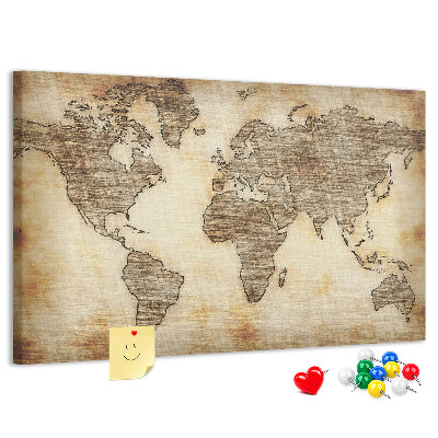 Cork memo board Old world map