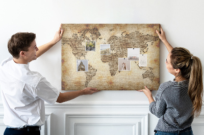 Cork memo board Old world map