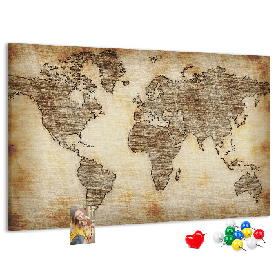 Cork memo board Old world map