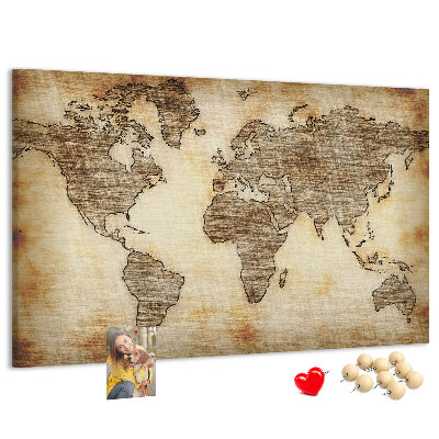 Cork memo board Old world map