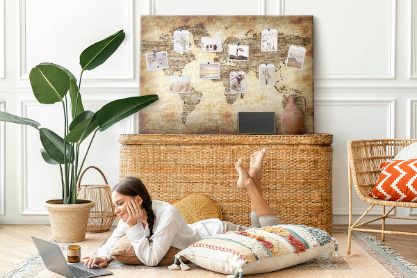 Cork memo board Old world map