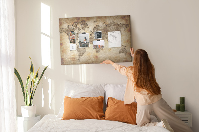 Cork memo board Old world map