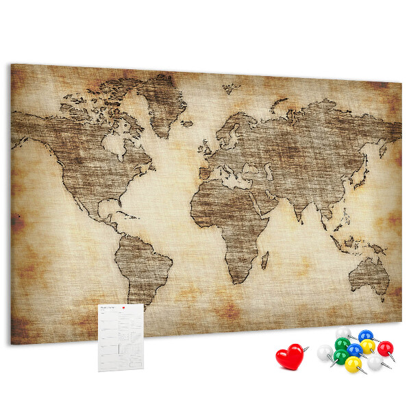 Cork memo board Old world map