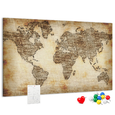 Cork memo board Old world map