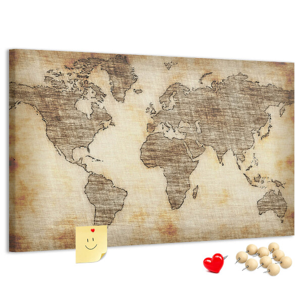 Cork memo board Old world map