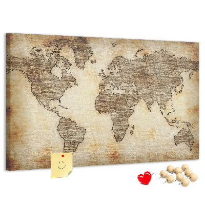 Cork memo board Old world map
