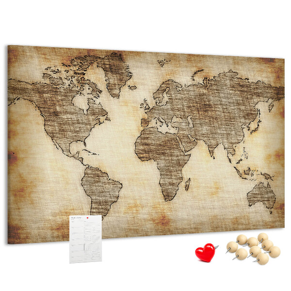 Cork memo board Old world map
