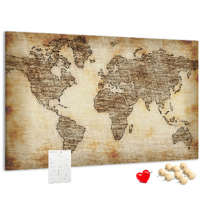 Cork memo board Old world map