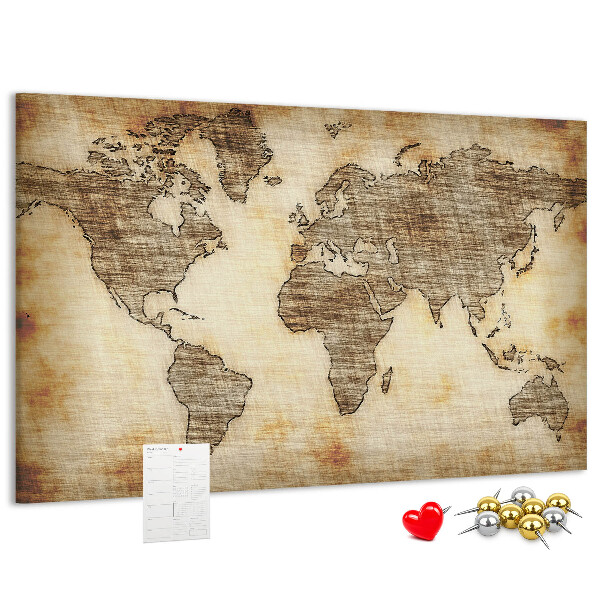 Cork memo board Old world map