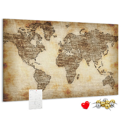 Cork memo board Old world map