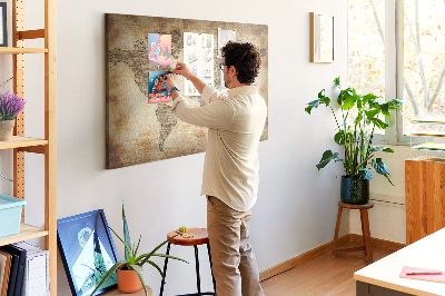 Cork memo board Old world map