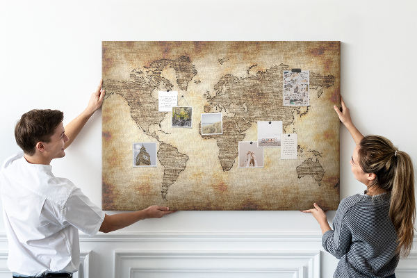 Cork memo board Old world map