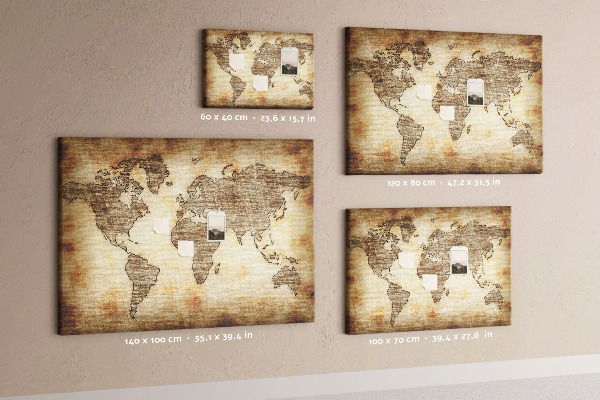 Cork memo board Old world map