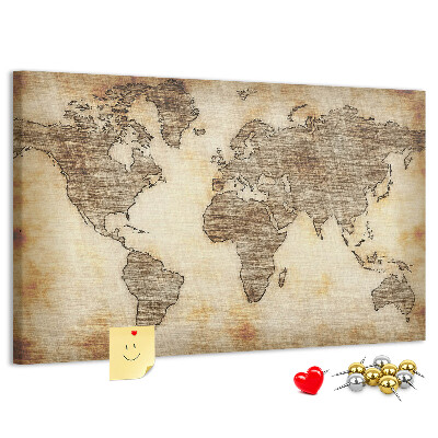 Cork memo board Old world map
