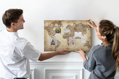 Cork memo board Old world map