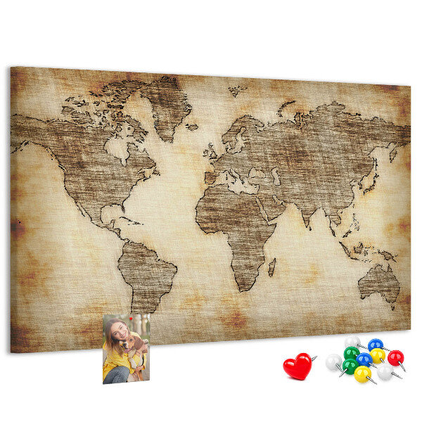 Cork memo board Old world map