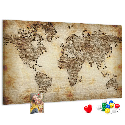 Cork memo board Old world map