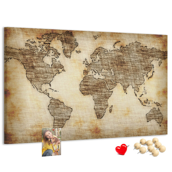 Cork memo board Old world map