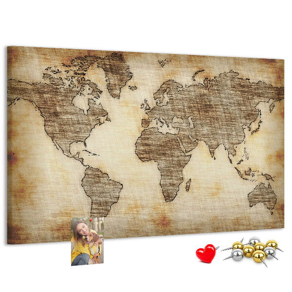 Cork memo board Old world map