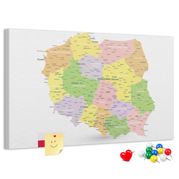Cork display board Map of Poland