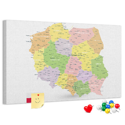 Cork display board Map of Poland