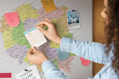 Cork display board Map of Poland