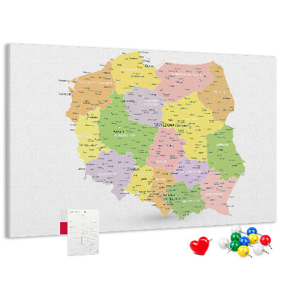 Cork display board Map of Poland