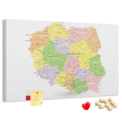 Cork display board Map of Poland