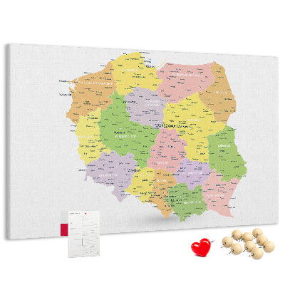 Cork display board Map of Poland