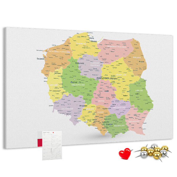 Cork display board Map of Poland