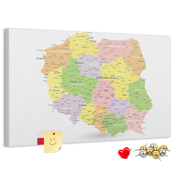 Cork display board Map of Poland