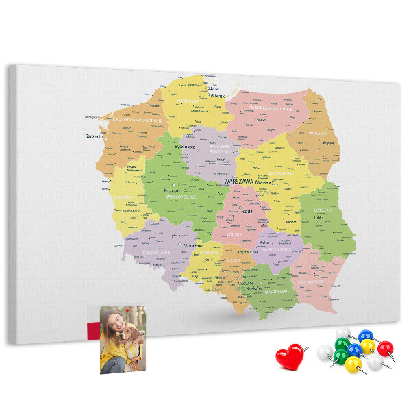 Cork display board Map of Poland
