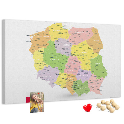 Cork display board Map of Poland