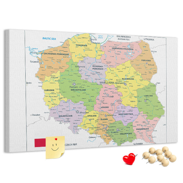 Cork memo board Map of Poland