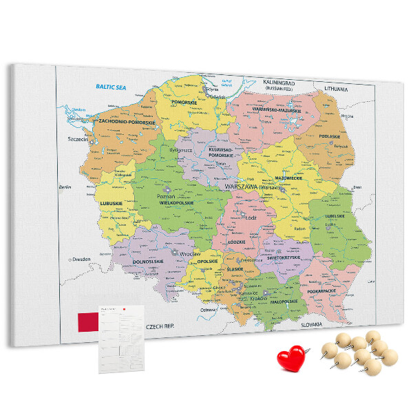 Cork memo board Map of Poland