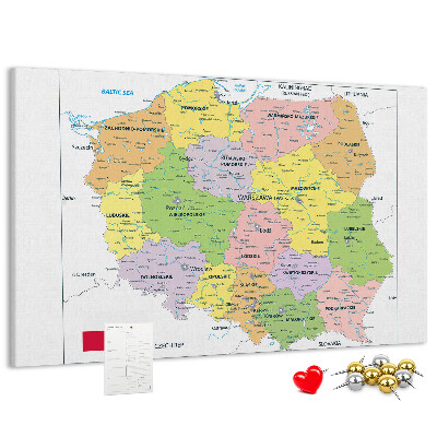 Cork memo board Map of Poland