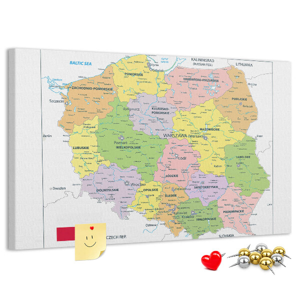 Cork memo board Map of Poland
