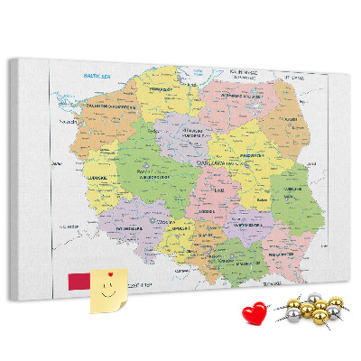 Cork memo board Map of Poland