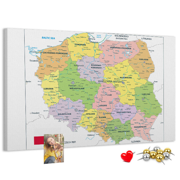 Cork memo board Map of Poland