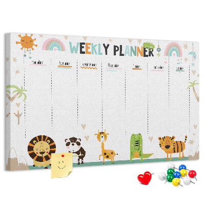Cork memo board Weekly planner animals