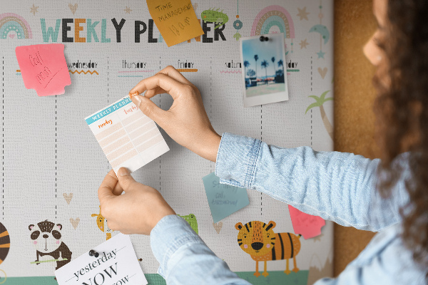 Cork memo board Weekly planner animals